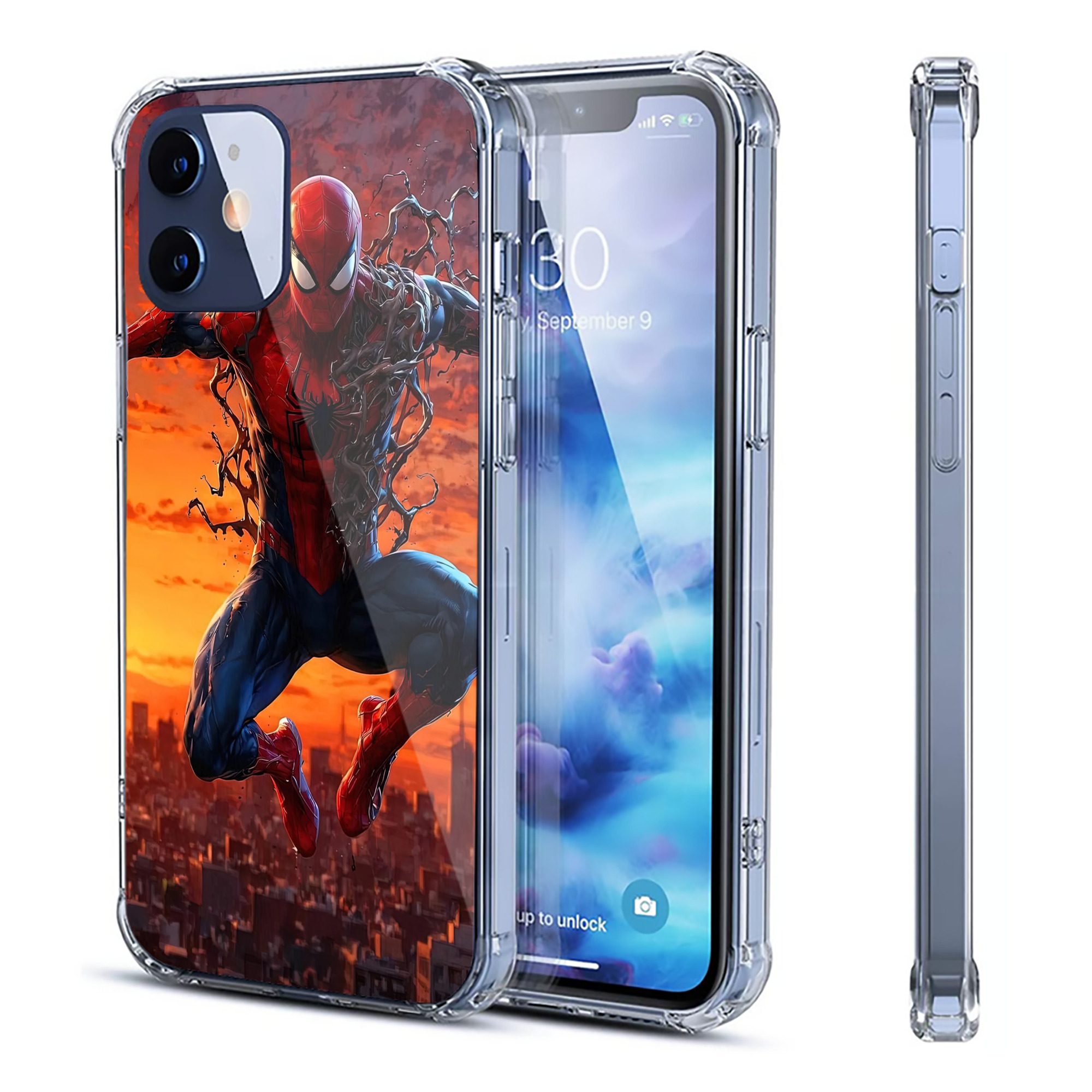 （画像用） Spider Man スパイダーマン 【iPhone 12シリーズ対応】透明スマホケース（クリアソフトケース）